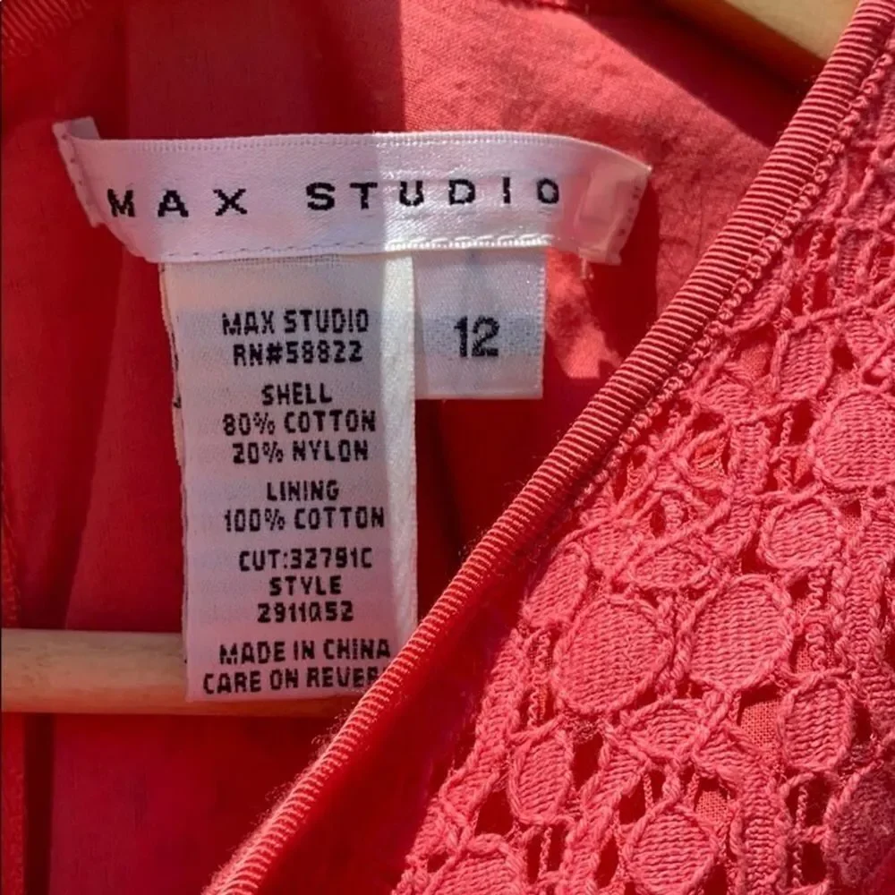 Max Studio Coral Embroider Dress Size 12